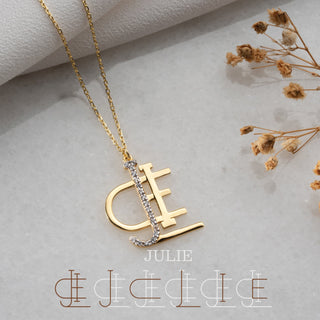 Diamond Initial Custom Name Necklace – Luxury Personalized Jewelry in 14K Gold or Sterling Silver - Unique Name Logo Necklace
