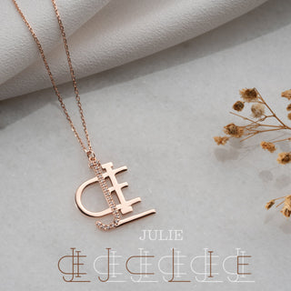 Anthracite Diamond Initial Necklace – Custom Name Jewelry in Exclusive Black Finish