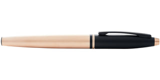 Calais™ Brushed Rose Gold Plate and Black Lacquer Rollerball Pen - By Baano