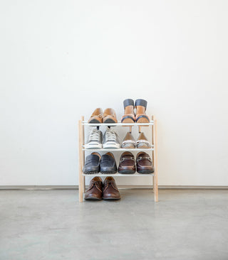 Expandable Shoe Rack (18" H) - Steel + Wood Yamazaki Home