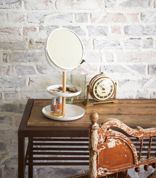Two-Tier Jewelry Tray With Mirror - Steel + Wood - By Baano