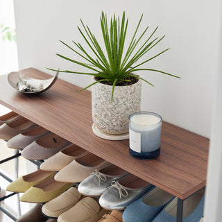 Rolling Five-Tier Shoe Rack (" H) - Steel + Wood - By Baano