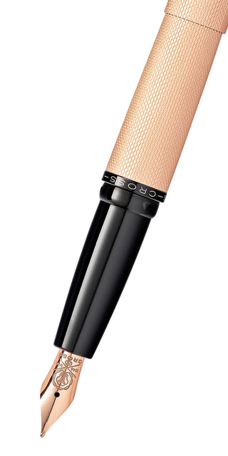 ATX® Brushed Rose Gold Stainless Steel Fine Nib Fountain Pen - By Baano