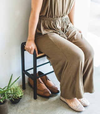 Shoe Organizer & Bench (18" H) - Steel + Wood - By Baano