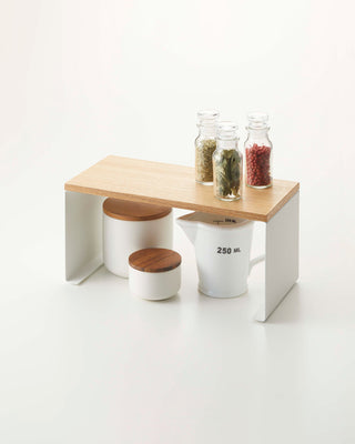 Stackable Countertop Shelf - Two Sizes - Steel + Wood - By Baano