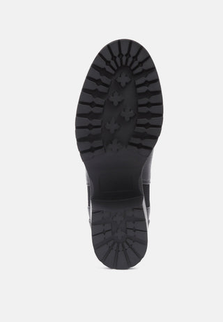 kim black chunky boots with block heel
