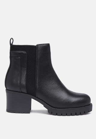 kim black chunky boots with block heel