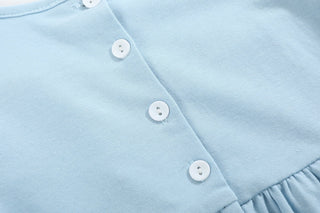 Light Blue Christmas Tree Smocked Knit Dress