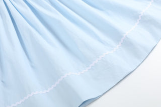 Light Blue Crosses Smocked Bishop Dress