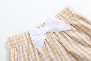 Light Brown Gingham Pumpkin Vine Dress and Bloomer Set