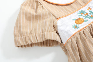 Light Brown Pumpkin Smocked Collared Dress