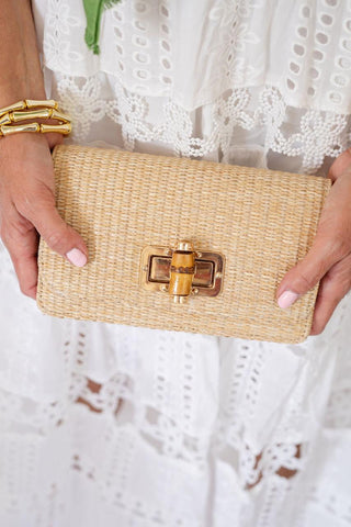 Lilly - Straw Clutch - Bamboo Toggle