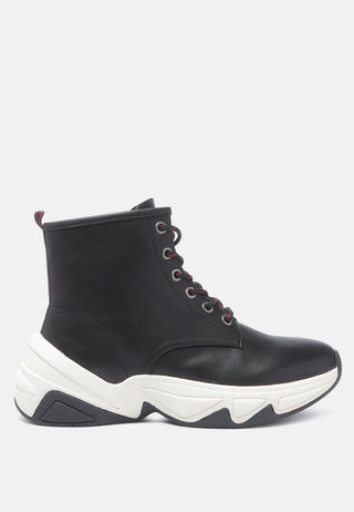 logan contrast tape sporty lace-up ankle boots