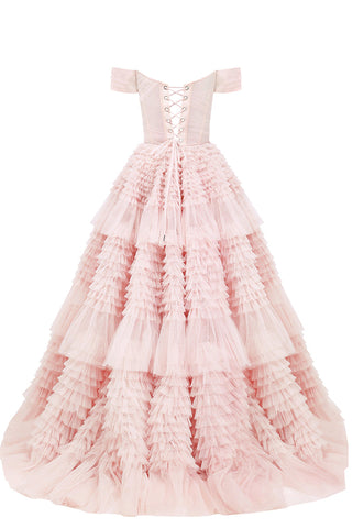 Love You So Off-The-Shoulder Frill-Layered Maxi Dress - By Baano