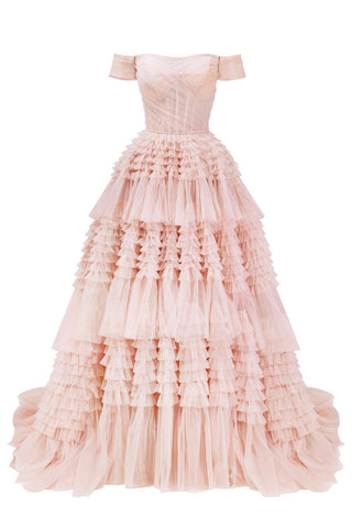 Love You So Off-The-Shoulder Frill-Layered Maxi Dress - By Baano