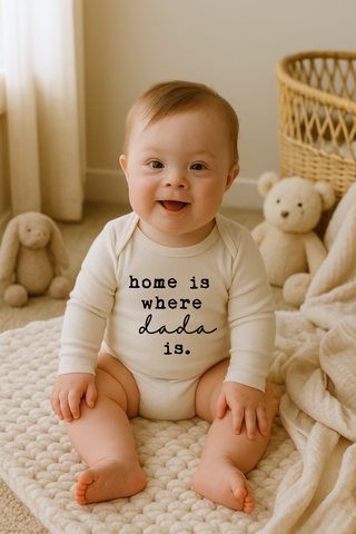 Home is Where Dada is Organic Bodysuit Long Sleeve - By Baano