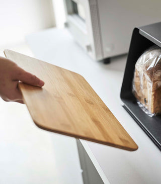 Bread Box with Cutting Board Lid - Steel + Wood - By Baano