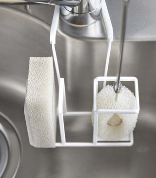 Faucet-Hanging Sponge & Brush Holder - Steel - By Baano