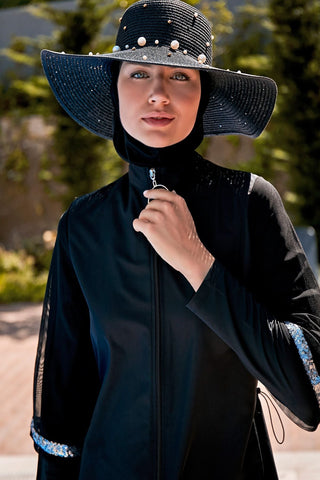 Woven Black Burkini Modest Swimwear M2032 - By Baano