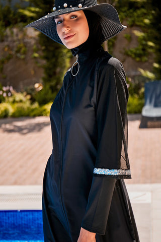 Woven Black Burkini Modest Swimwear M2032 - By Baano