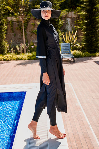 Woven Black Burkini Modest Swimwear M2032 - By Baano