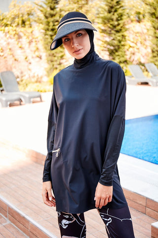Woven Black Burkini Modest Swimwear M2274 - By Baano