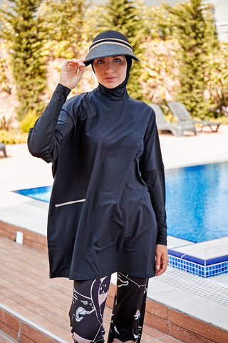 Woven Black Burkini Modest Swimwear M2274 - By Baano