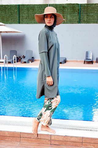 Woven Khaki Burkini Modest Swimwear M2261 - By Baano