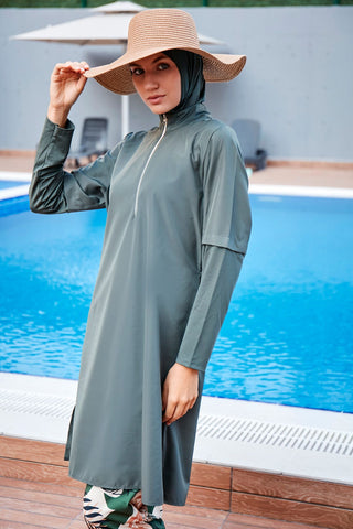 Woven Khaki Burkini Modest Swimwear M2261 - By Baano