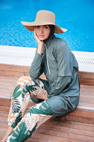 Woven Khaki Burkini Modest Swimwear M2261 - By Baano