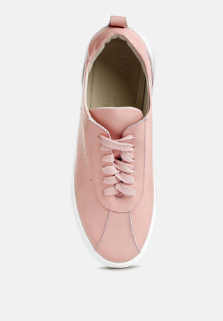 Magull Solid Lace Up Leather Sneakers