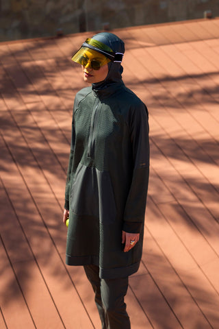 Khaki Full Coverage Tulle Detail Modest Swimwear Burkini Set M2534-3 - By Baano