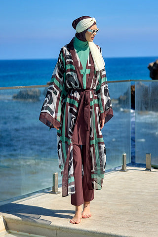 Silky Full Coverage Modest Kimono – Marina P2510 Brown - By Baano