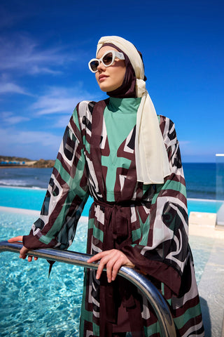 Silky Full Coverage Modest Kimono – Marina P2510 Brown - By Baano