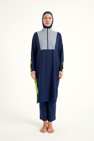 Navy Full Coverage Modest Swimsuit – Burkini with Adjustable Fit M2527-3 - By Baano
