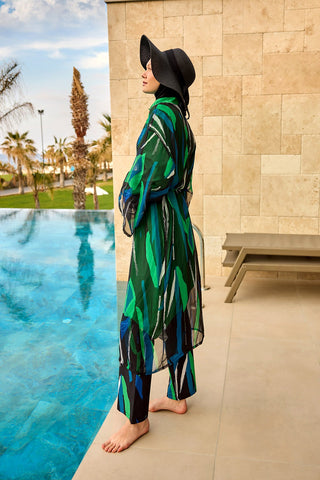 Silky Modest Full Coverage Kimono – Lightweight Elegant Swim Cover P2503-1 - By Baano