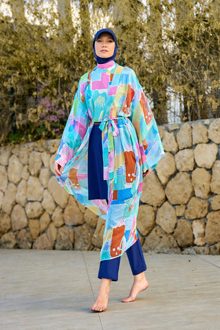 Silky Modest Full Coverage Kimono – Lightweight Elegant Beach Cover P2506 - By Baano
