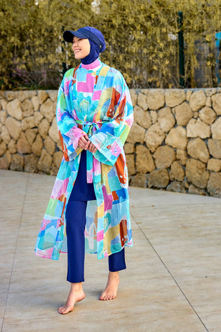 Silky Modest Full Coverage Kimono – Lightweight Elegant Beach Cover P2506 - By Baano