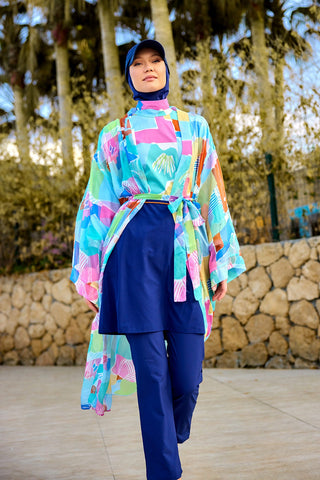 Silky Modest Full Coverage Kimono – Lightweight Elegant Beach Cover P2506 - By Baano