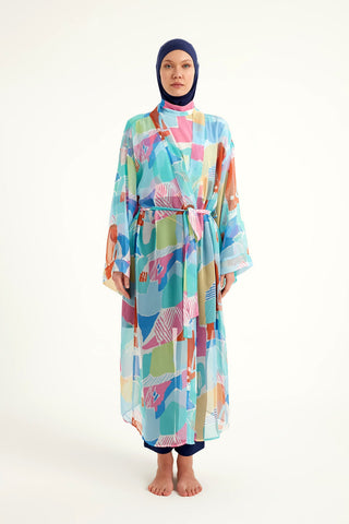 Silky Modest Full Coverage Kimono – Lightweight Elegant Beach Cover P2506 - By Baano