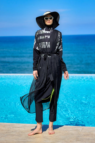 Marina Black Sleeveless Silky Kimono - P2502 - By Baano