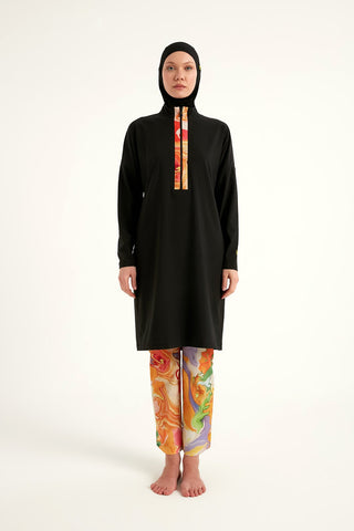 Black Full Coverage Swimwear Burkini Set M2525 - By Baano