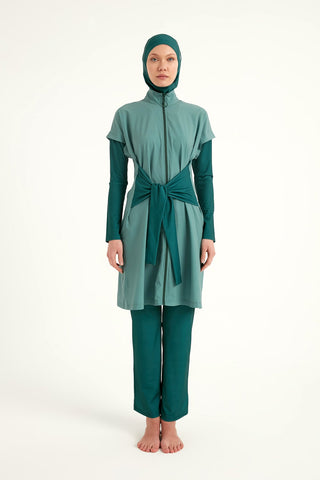 Olive Modest Burkini Set – High Collar Full Coverage Swimwear M2523-1 - By Baano