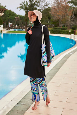 Lycra Black Burkini Modest Swimwear M2477 - By Baano