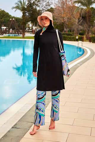 Lycra Black Burkini Modest Swimwear M2477 - By Baano