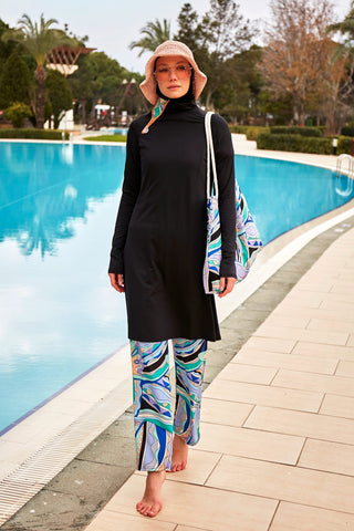 Lycra Black Burkini Modest Swimwear M2477 - By Baano