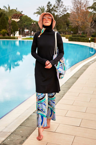 Lycra Black Burkini Modest Swimwear M2477 - By Baano