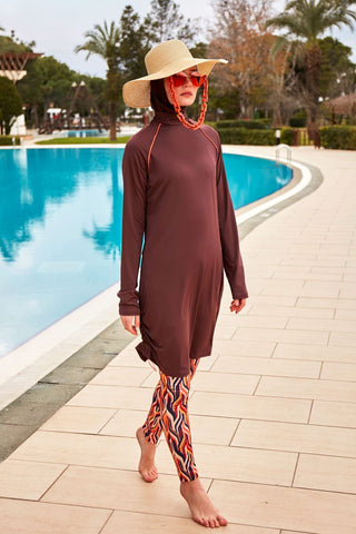 Lycra Brown Burkini Modest Swimwear M2466 - By Baano