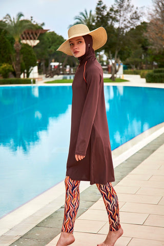 Lycra Brown Burkini Modest Swimwear M2466 - By Baano