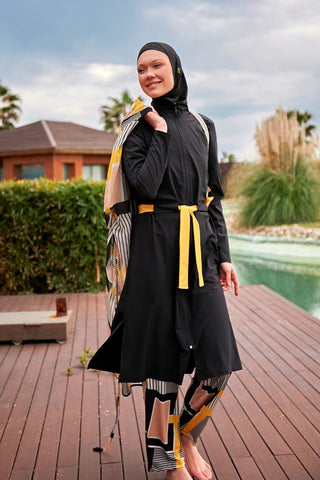 Woven Black Burkini Modest Swimwear M2422 - By Baano